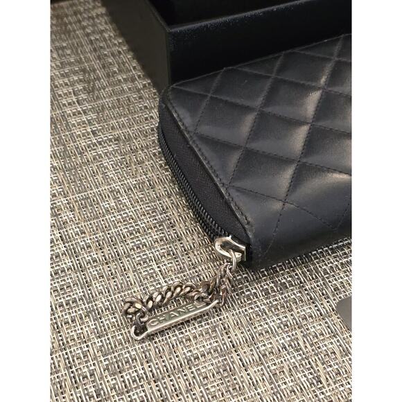 CHANEL CC Cambon Long Zipper Bifold Wallet Patent Leather Black SHW - Picture 13 of 13